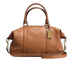 Coach Central Satchel Bag in Saddle Pabbled Leather Satchel